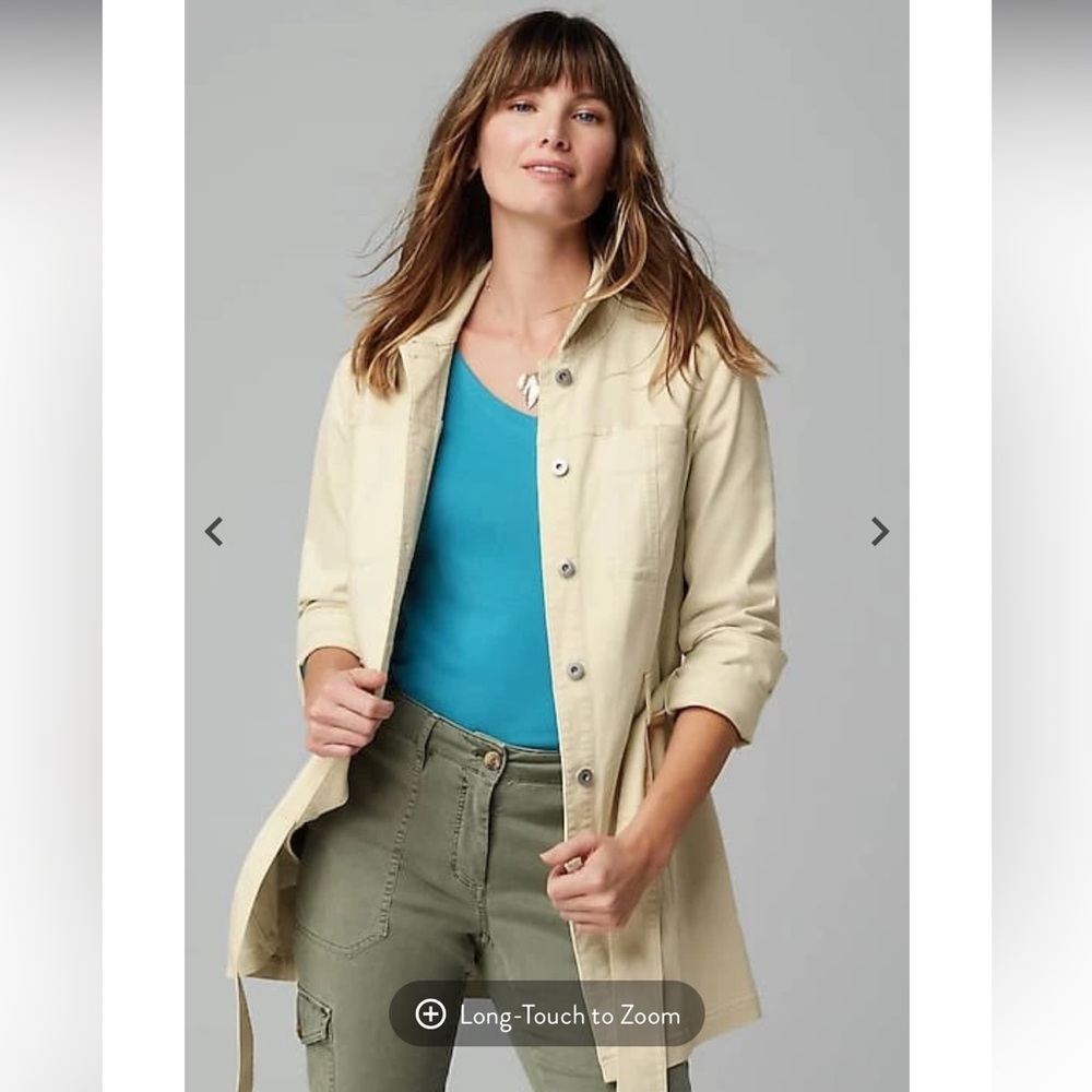 NWT J.Jill Long Modern Utility Jacket in Light Barley